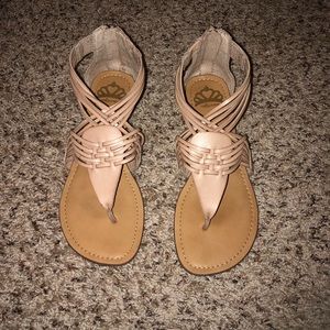 Leather strap back zip Sandals